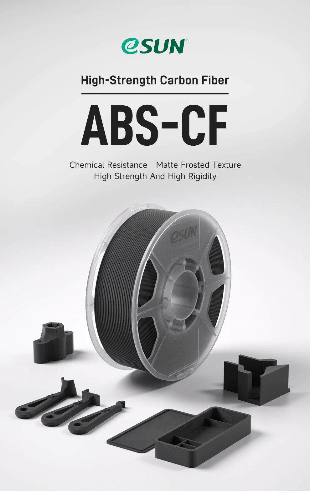 eSUN ABS Filament Carbon Fiber Filled ABS Filament 1.75mm 1KG Spool (2.2 LBS) 3D Printing Materials ABS-CF for FDM 3D Printers