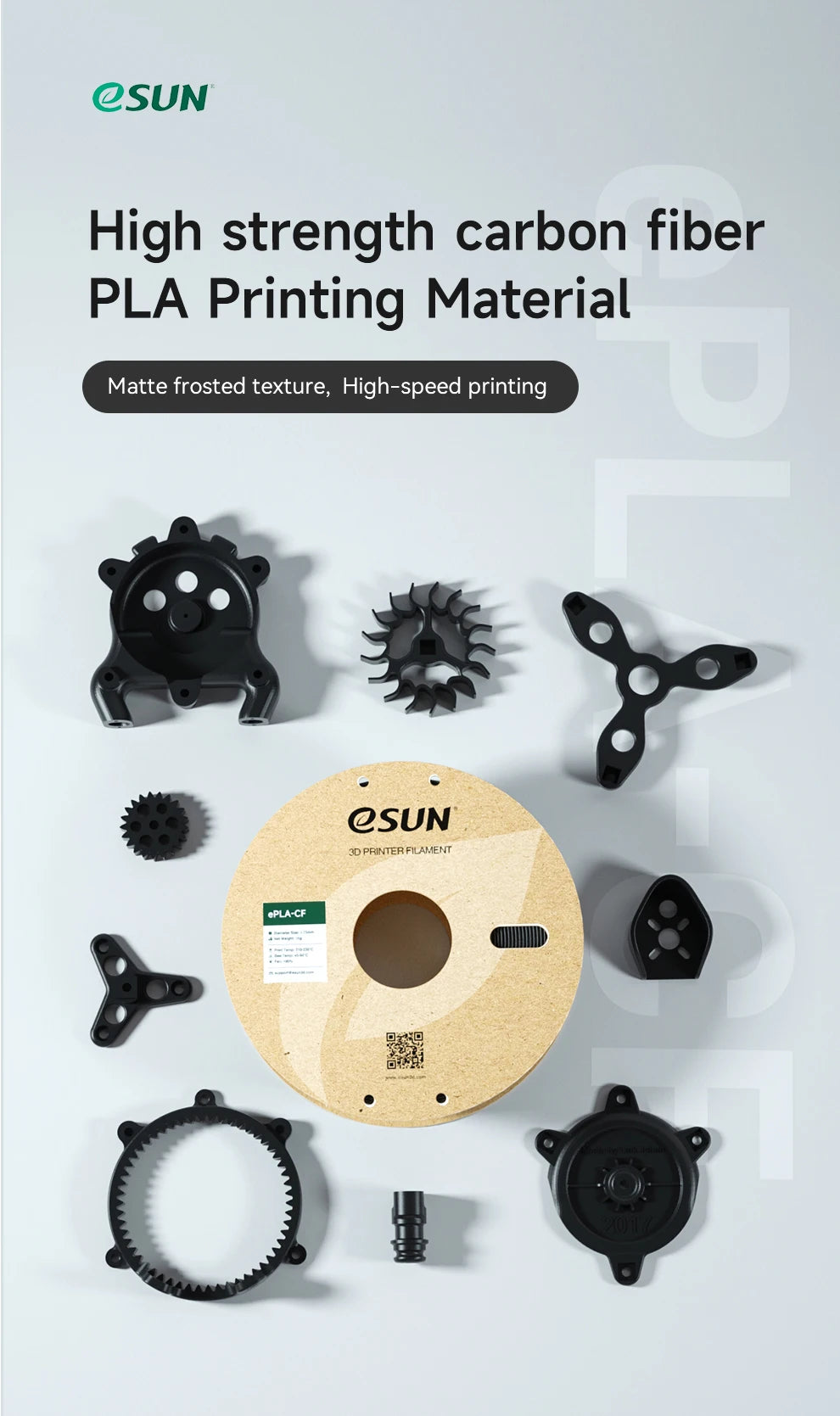 eSUN Carbon Fiber PLA 3D Printer Filament 1KG 1.75MM Fast Printing PLA-CF High-strength Carbon Fiber PLA Filament For Bambu Lab
