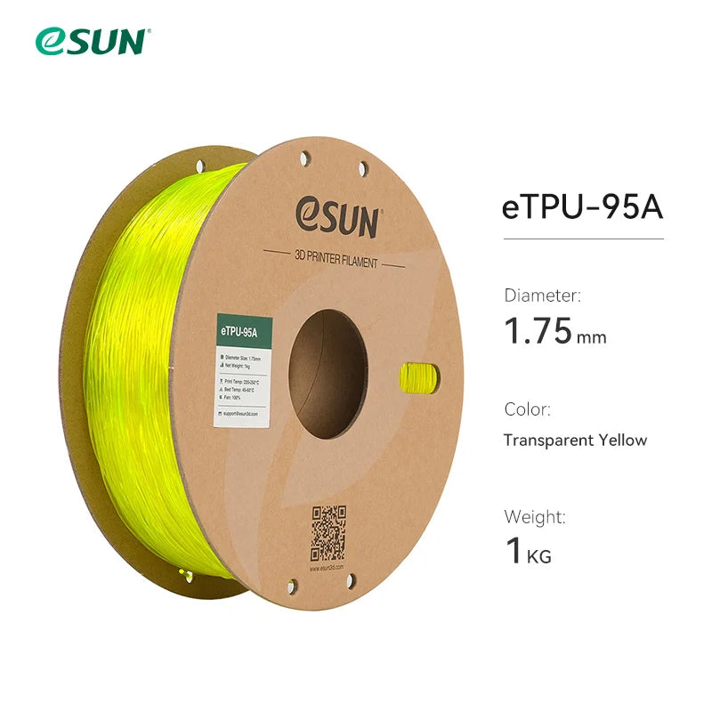 eSUN Flexible TPU Filament 1.75mm,TPU 95A 3D Printer Filament 1KG 2.2 LBS Spool 3D Printing Material TPU 95A  For 3D Printers