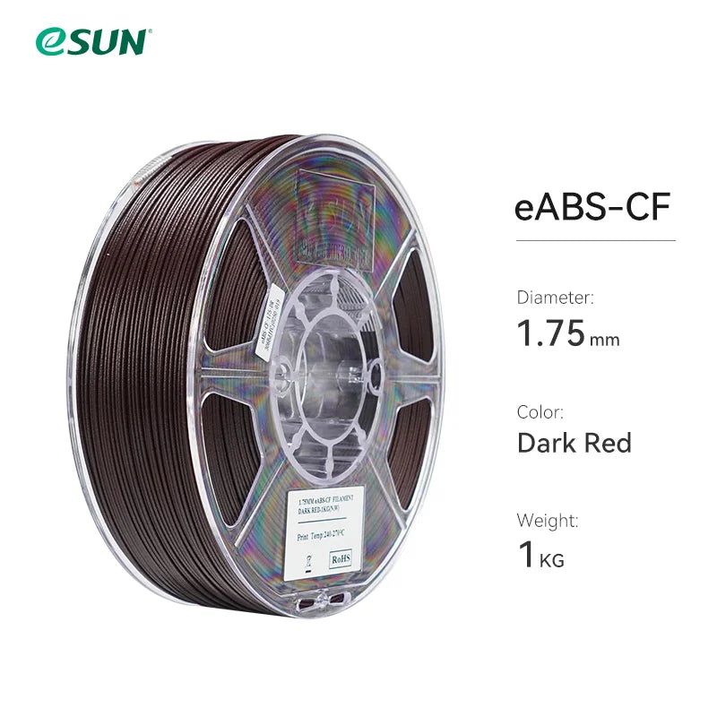 eSUN ABS Filament Carbon Fiber Filled ABS Filament 1.75mm 1KG Spool (2.2 LBS) 3D Printing Materials ABS-CF for FDM 3D Printers