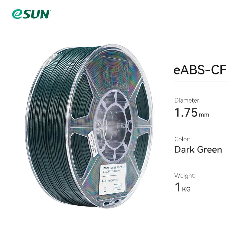 eSUN ABS Filament Carbon Fiber Filled ABS Filament 1.75mm 1KG Spool (2.2 LBS) 3D Printing Materials ABS-CF for FDM 3D Printers