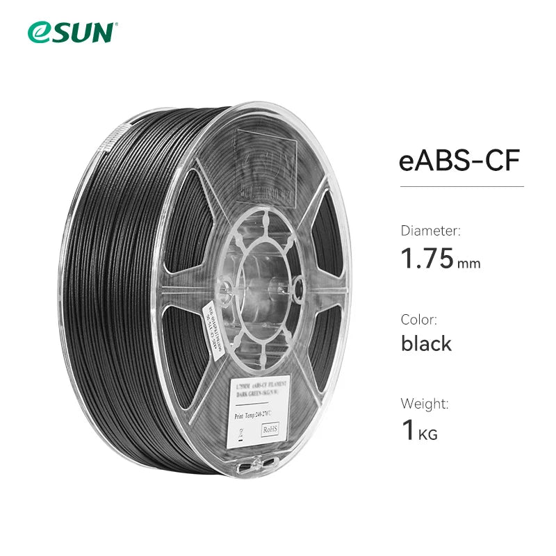 eSUN ABS Filament Carbon Fiber Filled ABS Filament 1.75mm 1KG Spool (2.2 LBS) 3D Printing Materials ABS-CF for FDM 3D Printers