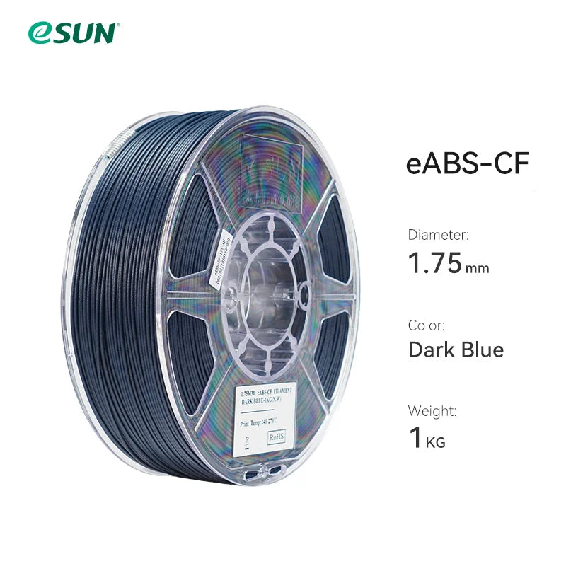 eSUN ABS Filament Carbon Fiber Filled ABS Filament 1.75mm 1KG Spool (2.2 LBS) 3D Printing Materials ABS-CF for FDM 3D Printers